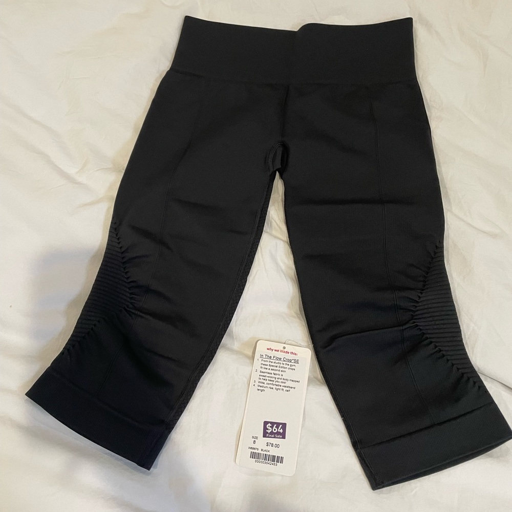 Lululemon in the flow crop black 8 $78
